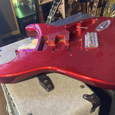 Replacement S Style Body Double Cut Stratocaster Style - Red Sparkle Glitter image 2