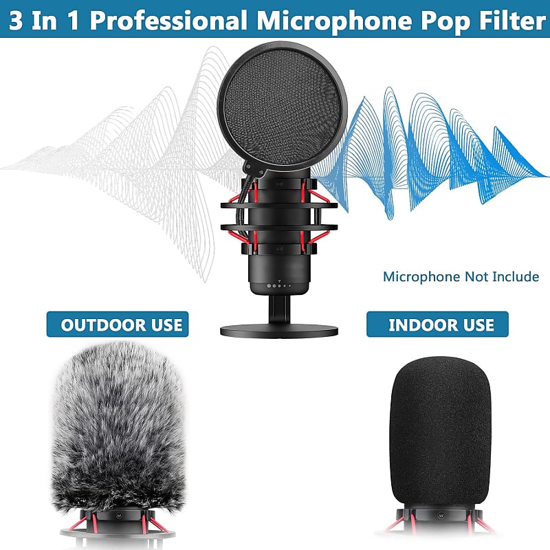 QuadCast Mic Pop Filter - Windscreen Mask Shield Compatible with