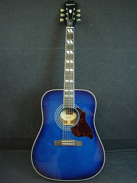 Epiphone Hummingbird Artist Blue Burst Finish Dreadnought Acoustic Guitar