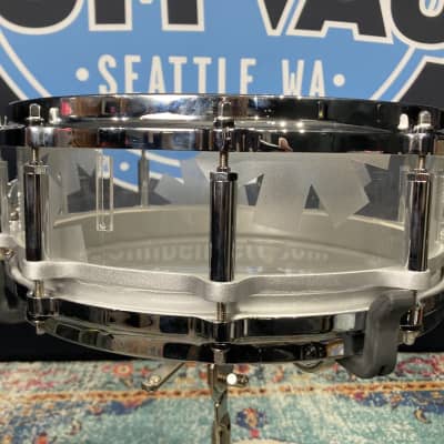 Chad Smith's Pearl 14x5" Custom Red Hot Chili Peppers Logo, 2011 World Tour Snare Drum. Clear Acrylic image 12
