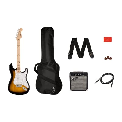 Squier Sonic Stratocaster Guitar Pack, Maple Fingerboard, 2-Color Sunburst, Gig Bag, 10G - 120V image 1