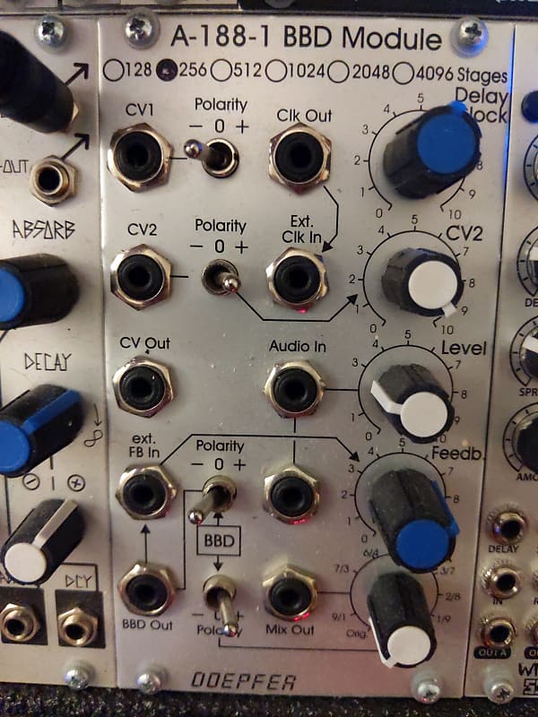 Doepfer A1881 BBD Module w/ Make Noise knobs + originals Reverb