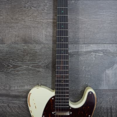 AIO TC3 Relic Electric Guitar - Olympic White (Brown Pickguard) w/ Gator GC-Electric-A Case image 3