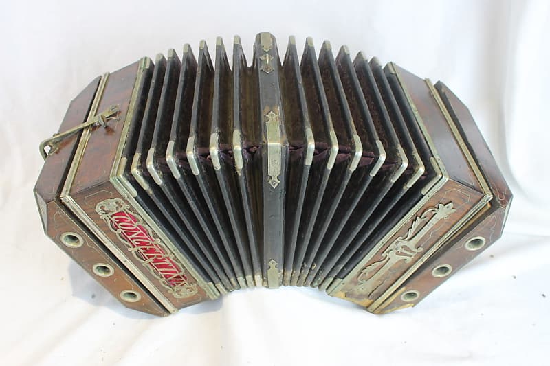 6802 - Wood F.Lange Chemnitzer Concertina - For Parts or | Reverb