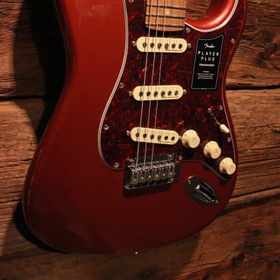 Fender Player Plus Stratocaster Electric Guitar, Aged Candy Apple Red w/ Gig bag image 4