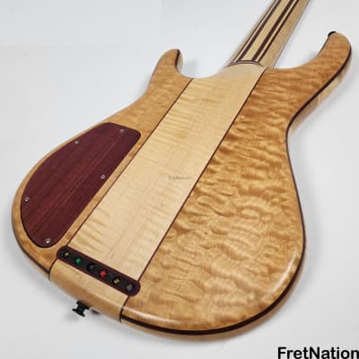 Bob Mick Custom 6-String Quilted Maple Bass 9-Piece Neck Purple Heart Abalone Binding 10.44lbs image 19