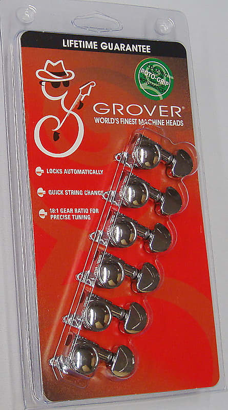 Grover 505C6 Mini Roto-Grip Locking Rotomatic Tuners 6 In-Line, Chrome Finish image 1