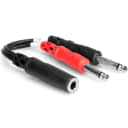 Hosa 1/4" Stereo TRS Female > Dual Mono TS Male Adapter Splitter Cable Red Black
