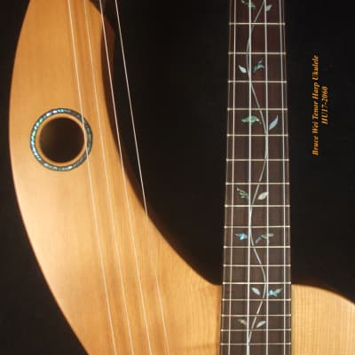 Bruce Wei Solid Spruce, Mahogany Tenor Harp Ukulele, Vine Inlay, Hard Case HU17-2060 image 3