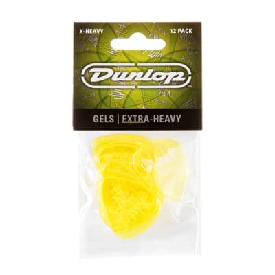 Dunlop Gels Vivid Yellow Extra Heavy Picks, Translucent Polycarbonate, 12-Pack (486-XH) image 1