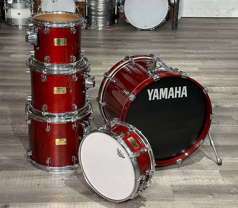 Used Yamaha Maple Custom 5pc Drum Set Red Lacquer image 1