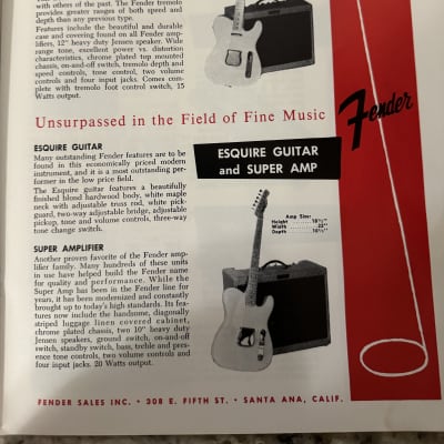 Fender 1956 Catalog Reprint Stratocaster telecaster Esquire string Master steel guitar tweed deluxe Pro Dual 8 Professional Student Deluxe Princeton precision bass bassman image 3