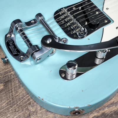 MyDream Partcaster Custom Built - Relic Sonic Blue Bigsby P90 image 7