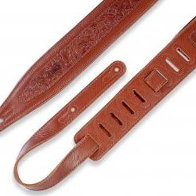 Levy's 2 1/2" wide tan garment leather guitar strap. image 2
