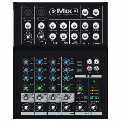 Mackie Mix8 8-Channel Compact Mixer with 2 MIC Pre Amps