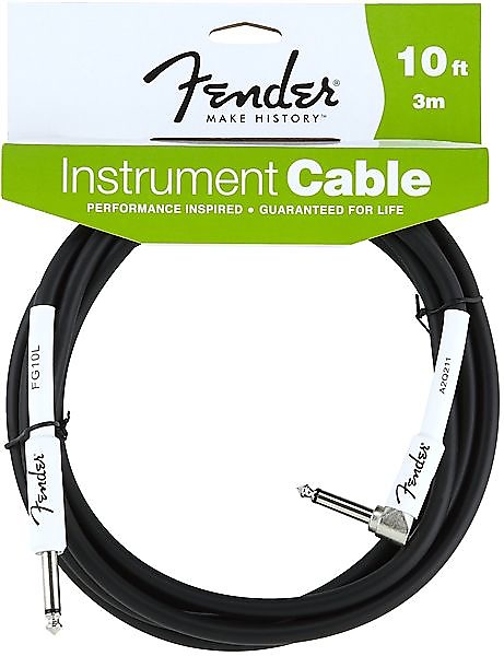Fender Performance Series Instrument Cable, 10', Black, Angled 2016 image 1