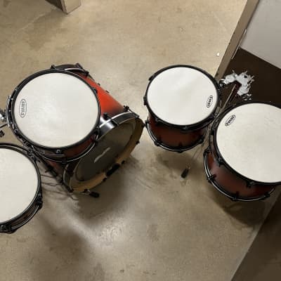 Spaun USA Custom Maple Drumset 10-12-14-16-22 - Red to Black Burst Satin image 7