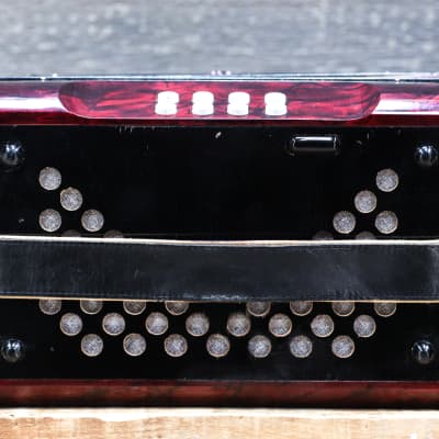 Hohner Club III M 8-Bass 30-Treble Button "C/F" Red Diatonic Accordion w/Case image 8