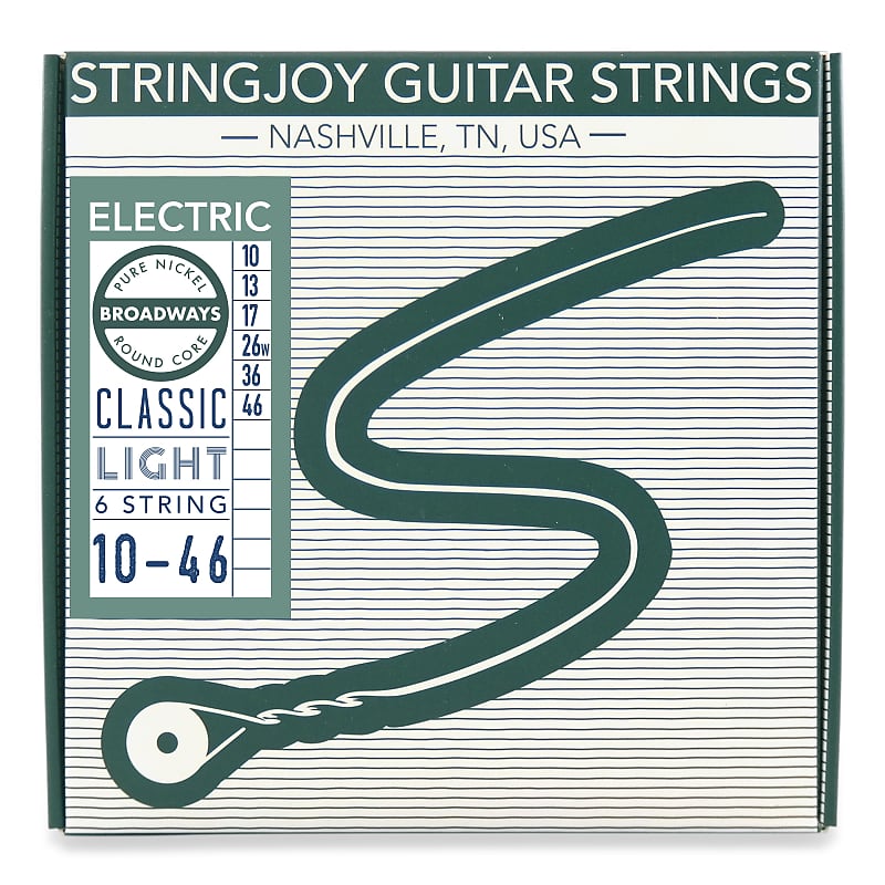 Stringjoy Broadways Pure Nickel Electric Guitar Strings - Classic Light (.10 - .46) image 1