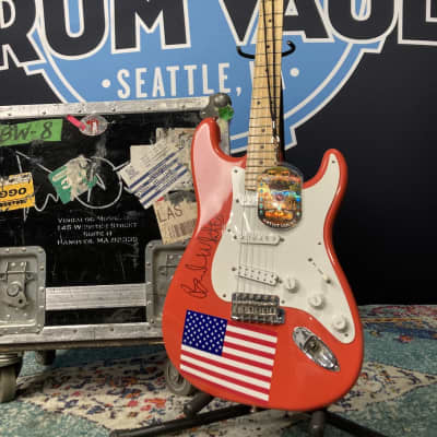 Fender Brad Whitford’s Aerosmith, Larry Brooks Custom Stratocaster, Autographed! Authenticated! (BW2 #22) 1990s - Fiesta Red, American Flag image 1