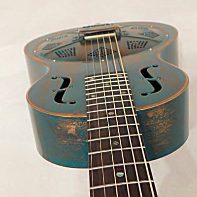 Recording King RM-993-VG Swamp Dog Parlor Resonator Guitar Distressed Vintage Green image 9