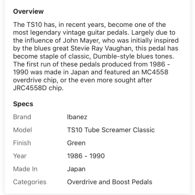 Ibanez TS10 Tube Screamer Classic 1986 - 1990 - Green image 7