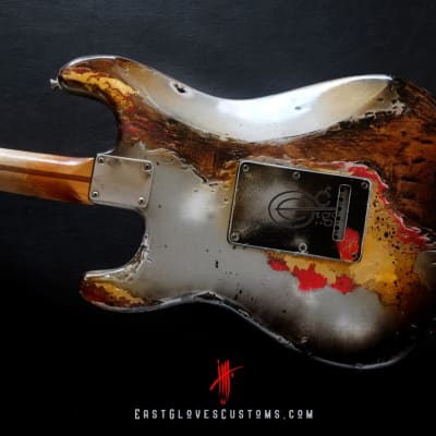 Fender Stratocaster Metallic Silver Gray/Gold Leaf Heavy Aged Relic by East Gloves Customs image 5