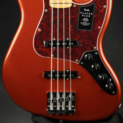 Fender Player Plus Active Jazz Bass®, Maple Fingerboard – Aged Candy Apple Red for sale