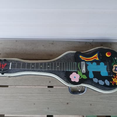 Vintage 1955 Harmony H-42 Stratotone Newport Electric Guitar w/ Case! Psychedelic Paint Job! image 3