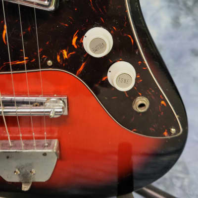 Vintage 1960's Teisco Noble Audition Single Red Foil Pickup Redburst Pro Setup New Strings image 5