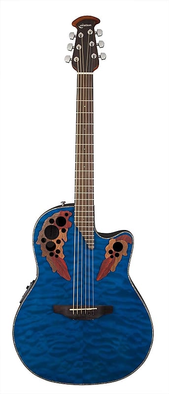Ovation CE44P-8TQ Acoustic-Electric Guitar, Trans Blue Quilt image 1