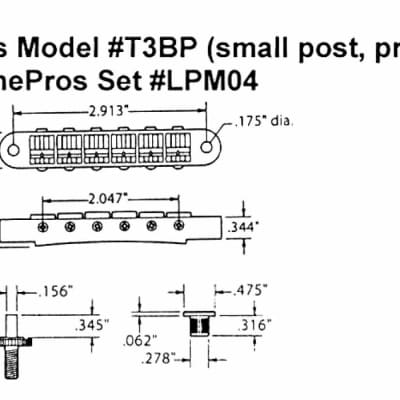 TonePros T3BP-N TuneOmatic Bridge Standard Nashville Small Post USA used by Gibson  Nickel image 2