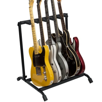 Rok-It Multi Guitar Stand Rack with Folding Design; Holds up to 5 Electric or Acoustic Guitars image 1