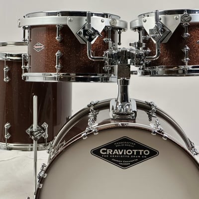 Craviotto 20/10/12/14" VIDEO Solid Maple Drum Set - 2016 Copper Sparkle Lacquer image 5