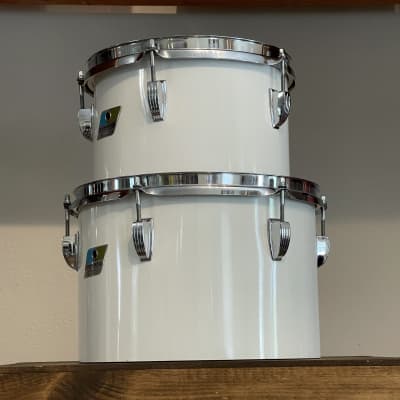 1970's Ludwig 10" & 12" White Cortex 3-Ply Concert Toms image 2