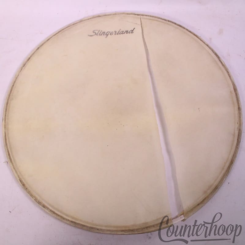 Slingerland 22"Bass Drum Calf Skin Head Logo Resonant Vintage Reverb
