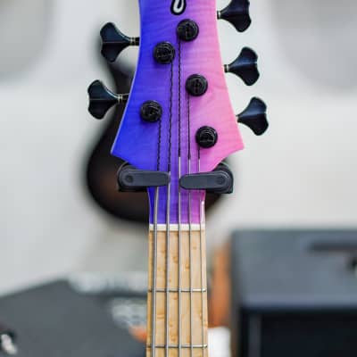 F-Bass BN5 Crushed Figured Maple Top-Neon Pink Fade Gloss w/Birdseye Maple FB & Black HW image 6