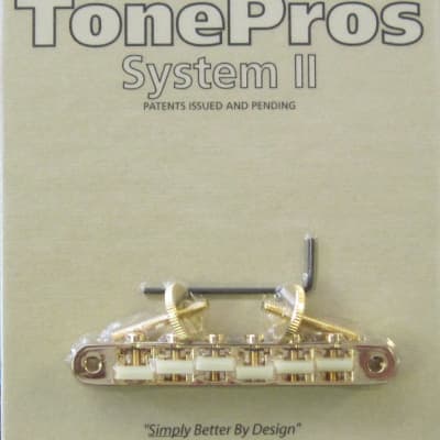 TonePros AVR2G-G Tuneomatic Bridge with G Formula Nylon “66” Saddles Gold