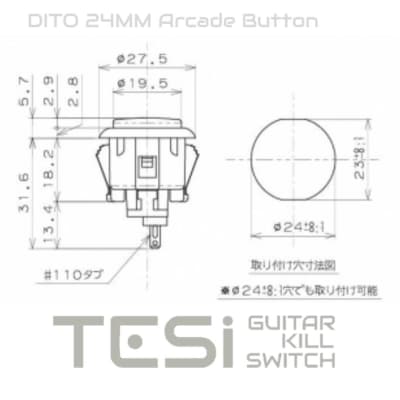 Tesi DITO 24MM Metallic Momentary Arcade Button Guitar Kill Switch Chrome image 3