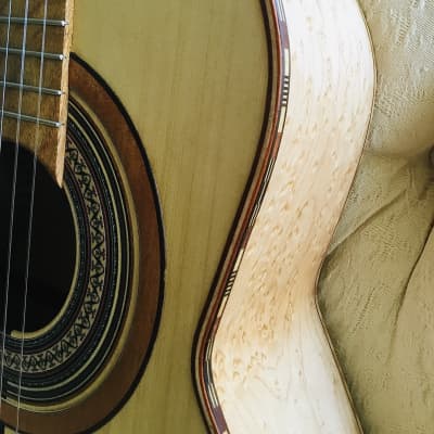John Hart Model 10 Alaskan Cedar - Birds Eye Maple Classical Guitar with deluxe hardshell case image 6