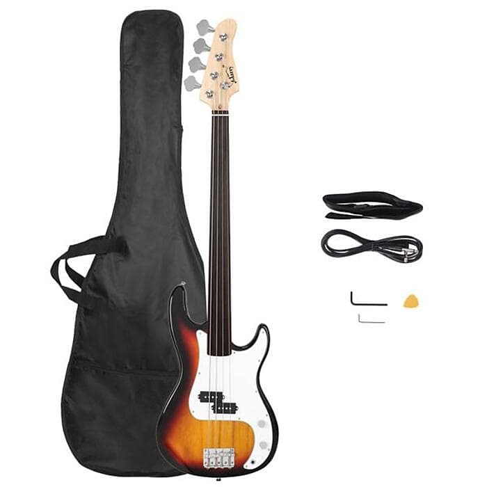 Glarry 4 String Fretless Bass Guitar - Sunburst image 1