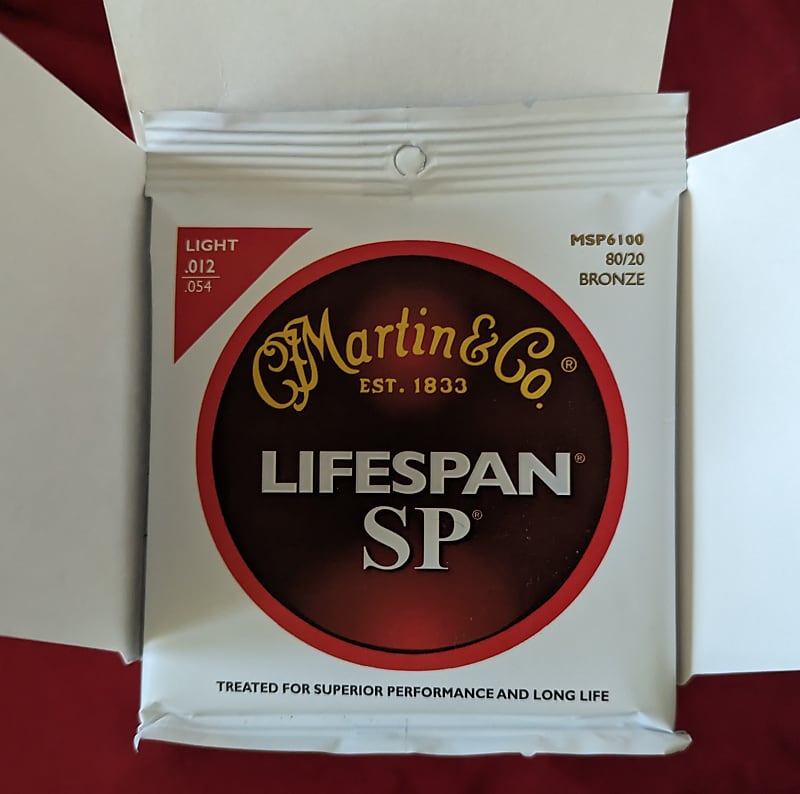 Box of 10 Packs of Martin MSP6100 SP Lifespan 80/20 Bronze Light Acoustic Strings 2010s image 1