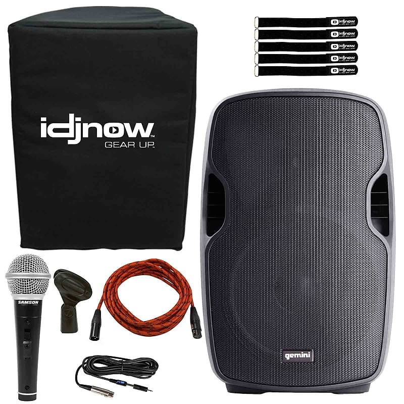Gemini AS-1500BLU 15" Active/Powered Portable DJ PA Party Speaker w Cover Mic image 1