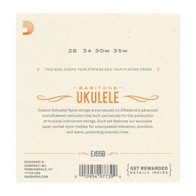 D'Addario EJ65B Pro-Arté Custom Extruded Nylon Ukulele Strings, Baritone image 3