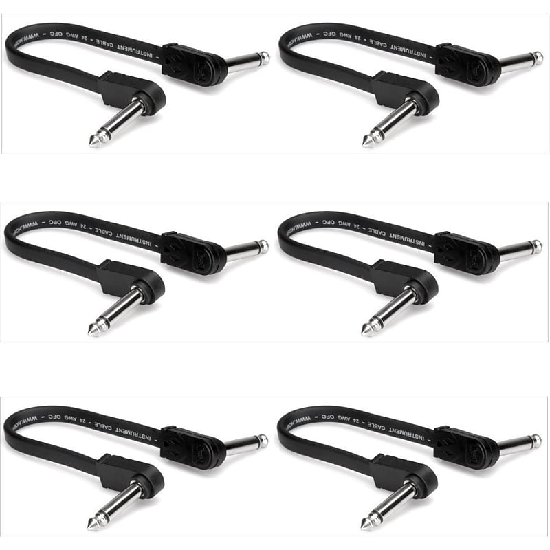 Immagine Hosa CFP-606 Right-Angle Flat Guitar Pedalboard Patch Cable - 6" (6-Pack) - 1