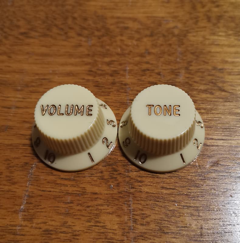 Fender Jazzmaster knobs (2) set Aged White, pushon 1 vol 1 Reverb