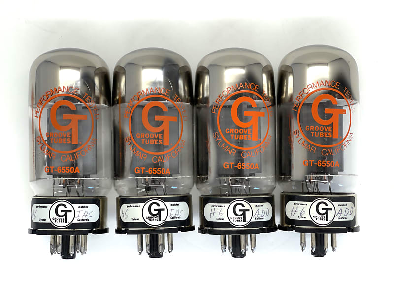 4 x Groove Tubes GE 6550A USA Matched Quad Metal Base 3 Hole Gray