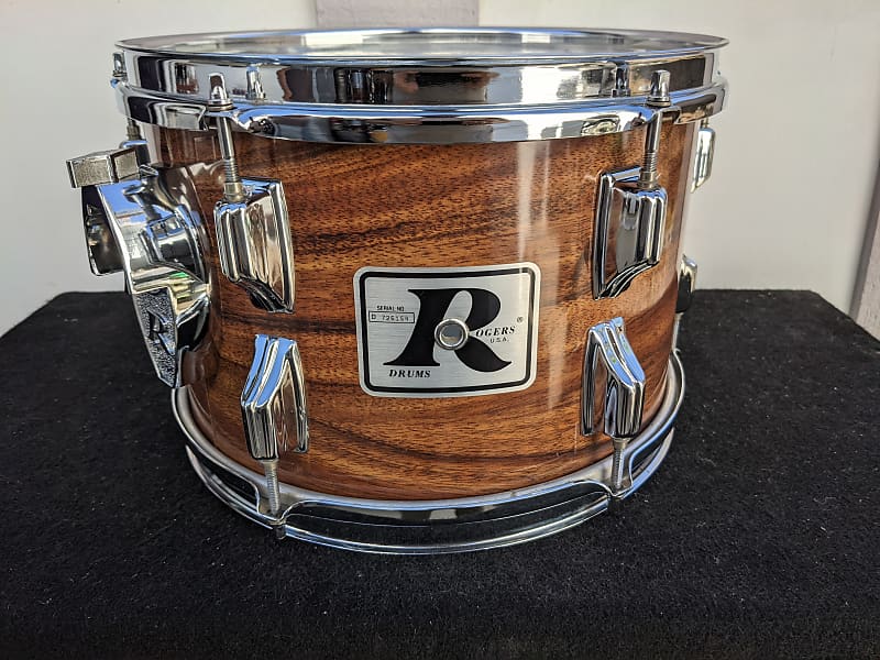 1970s Rogers 8 x 12" Koa (Dark Brown Wood Look) Wrap Tom - Looks And Sounds Great! image 1