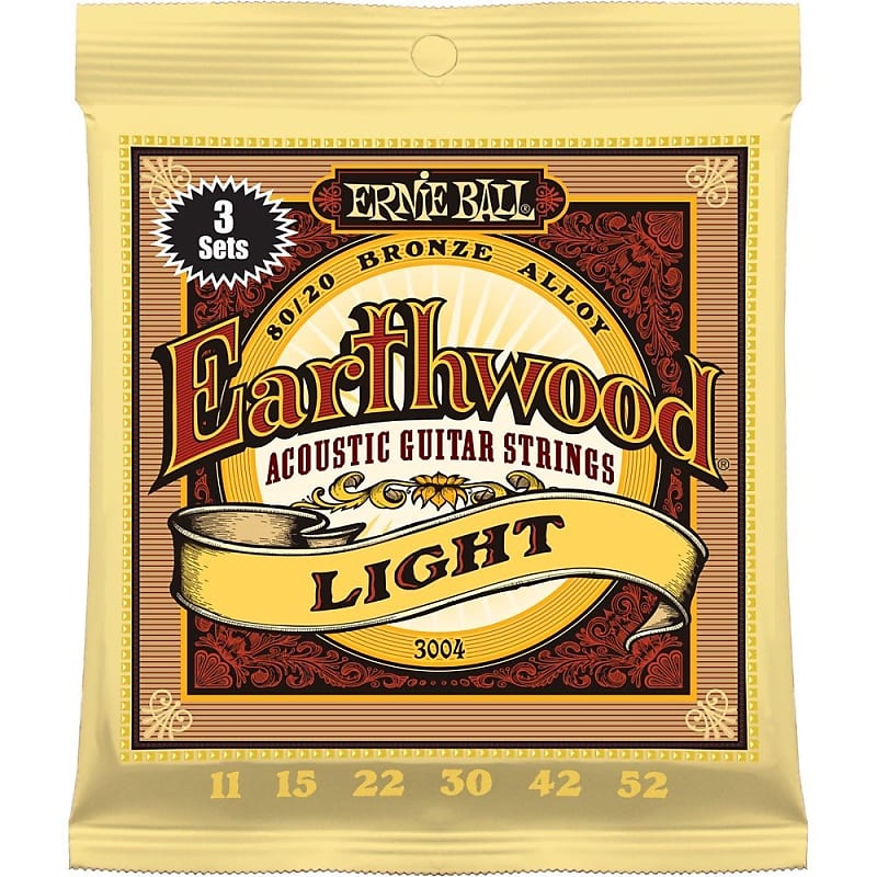 Ernie Ball 3004 Earthwood Light Acoustic Guitar Strings (11-52) image 1