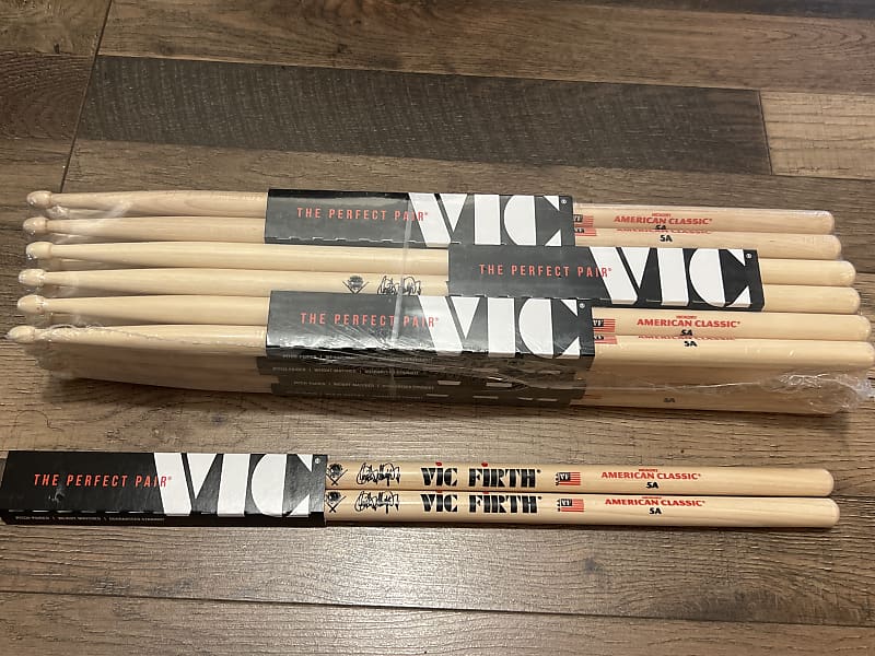Vic Firth VIC 5ANVG American Classic Hickory Vic Grip 5A Nylon Tip  Drumsticks 5ANVG - Musicians Cart